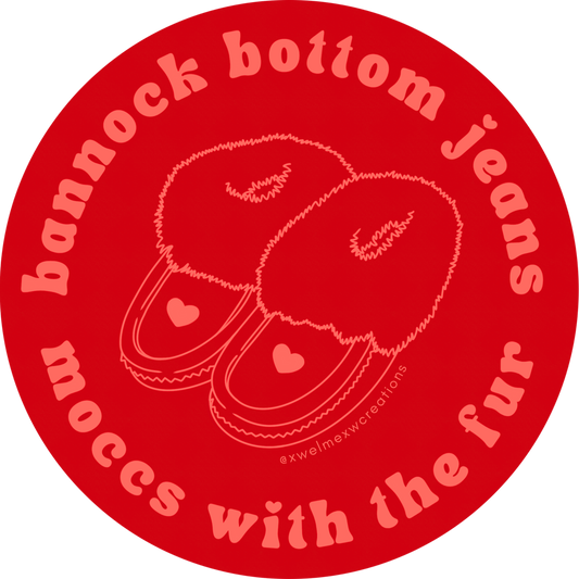 Copy of bannock bottom jeans / moccs with the fur (red)